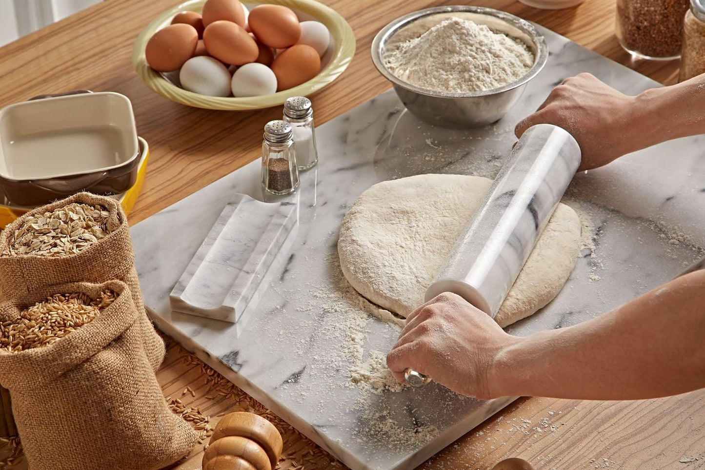 Marble Rolling Pin with Aluminum Handles
