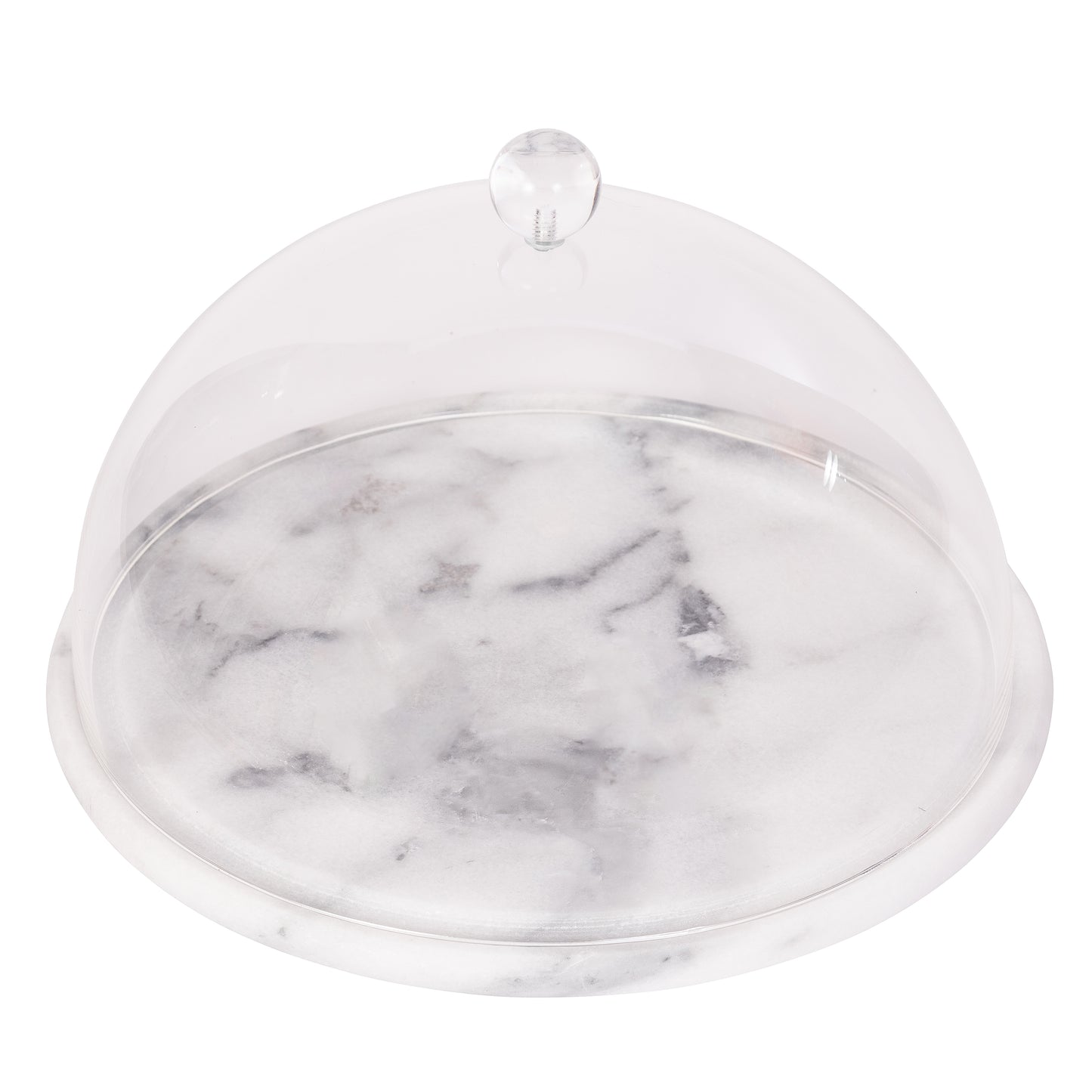 Marble Serving Plate with Acrylic Dome – Dessert Stand
