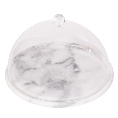 Marble Serving Plate with Acrylic Dome – Dessert Stand