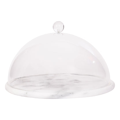 Marble Serving Plate with Acrylic Dome – Dessert Stand