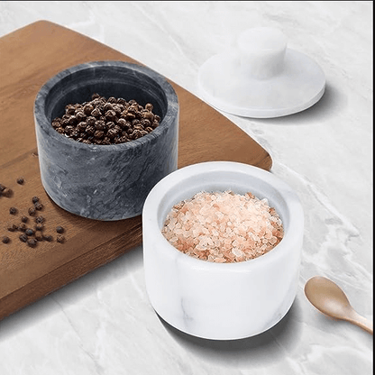 Marble Salt Cellar with Lid – Kitchen Storage