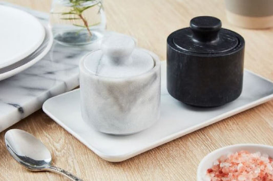 Marble Salt Cellar with Lid – Kitchen Storage