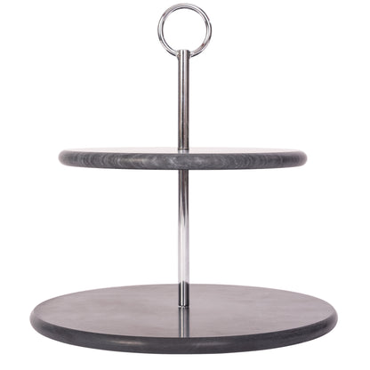 Two-Tier Round Dessert Stand – Marble Serving Plates