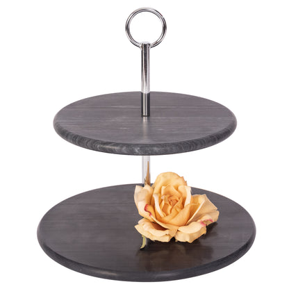 Two-Tier Round Dessert Stand – Marble Serving Plates