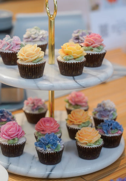 Two-Tier Round Dessert Stand – Marble Serving Plates