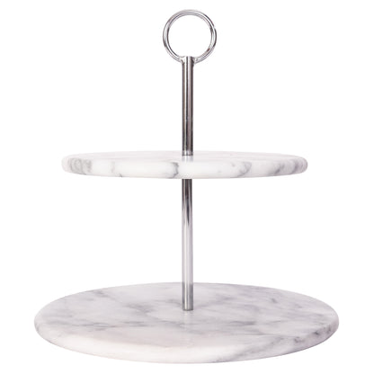 Two-Tier Round Dessert Stand – Marble Serving Plates