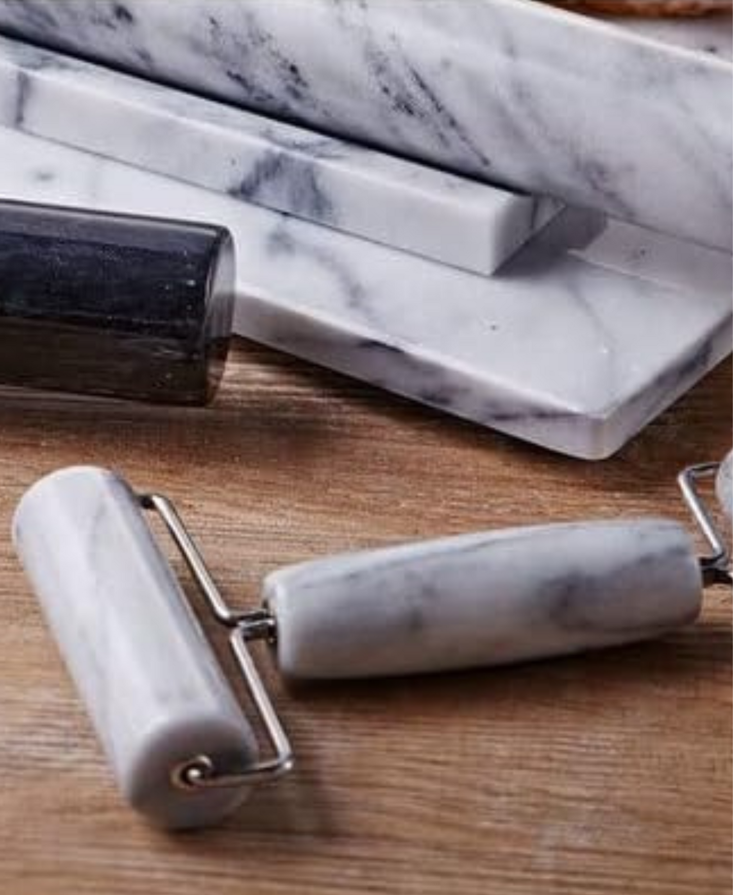 Marble Double Pastry Roller – Dual Handle