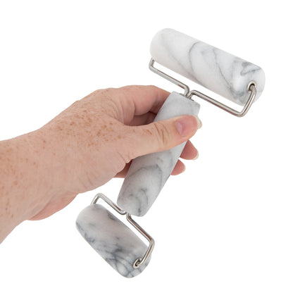 Marble Double Pastry Roller – Dual Handle