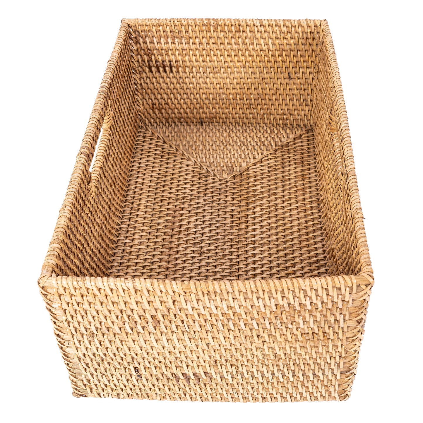 Rattan Rectangular Shelf Basket with Side Handles
