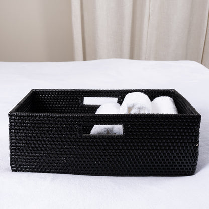 Rattan Rectangular Shelf Basket with Side Handles