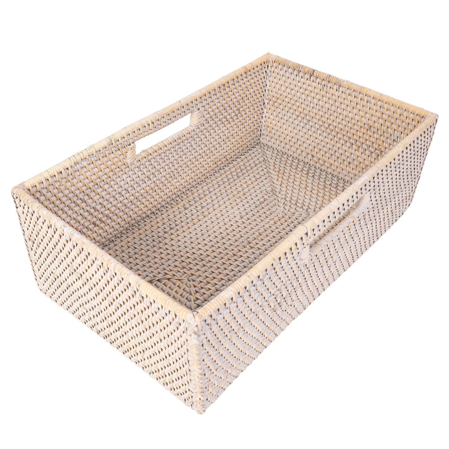 Rattan Rectangular Shelf Basket with Side Handles
