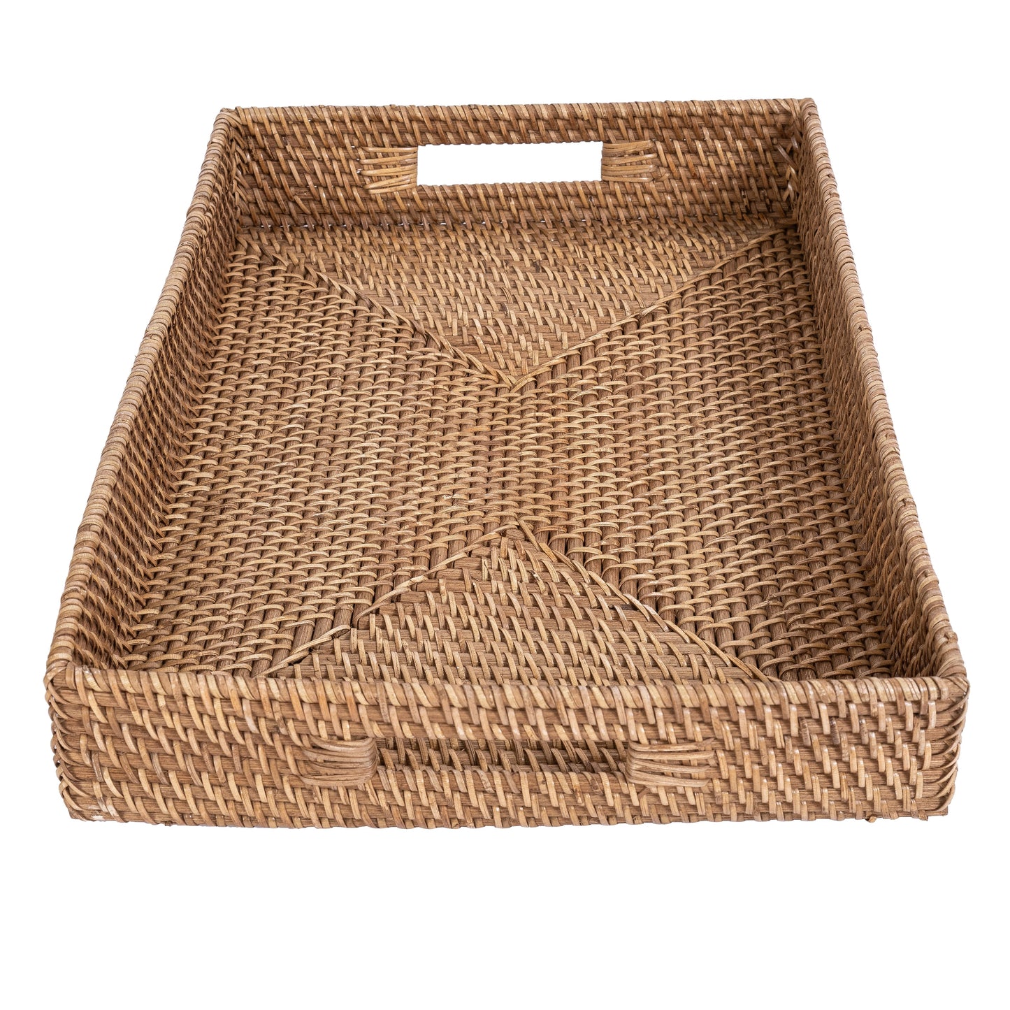 Rattan Serving Tray – Rectangular with Cutout Handles