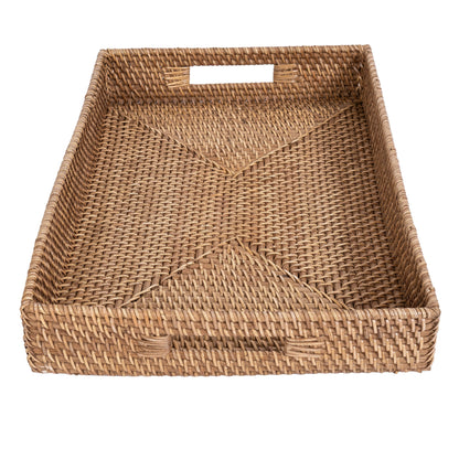 Rattan Serving Tray – Rectangular with Cutout Handles