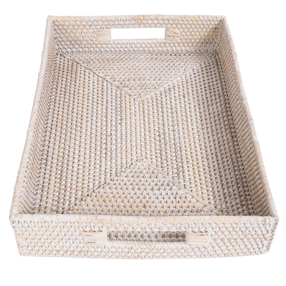 Rattan Serving Tray – Rectangular with Cutout Handles