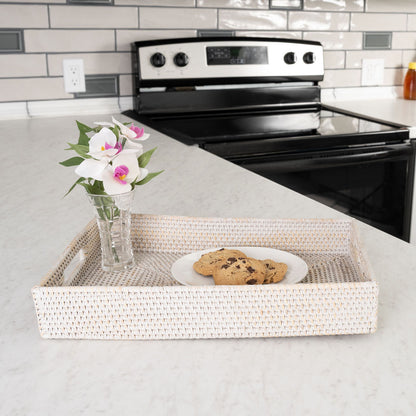 Rattan Serving Tray – Rectangular with Cutout Handles