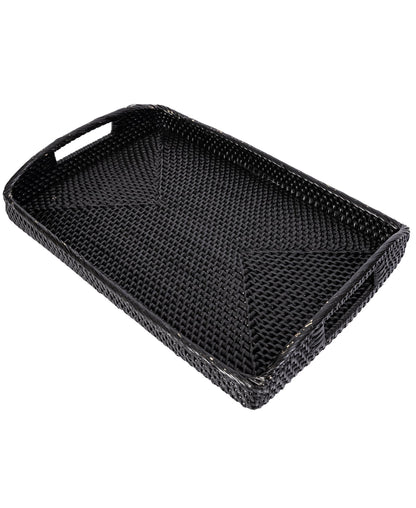 Rattan Rectangular Serving Tray with High Handles