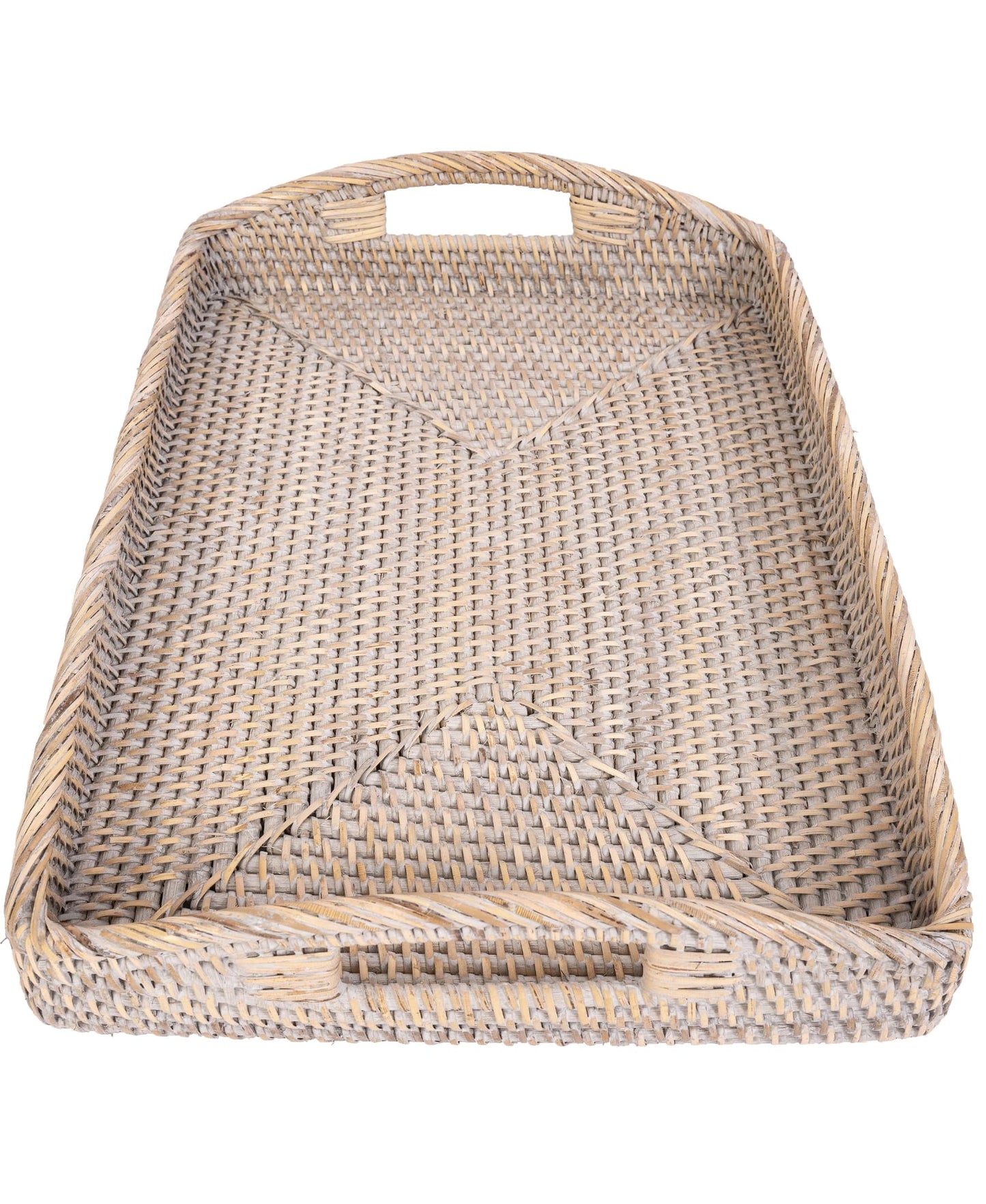 Rattan Rectangular Serving Tray with High Handles