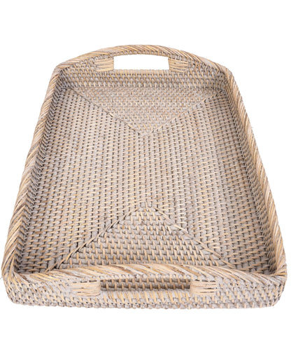 Rattan Rectangular Serving Tray with High Handles