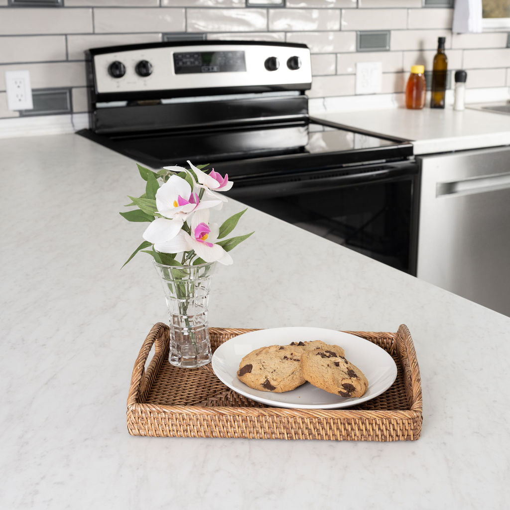 Rattan Vanity Tray with High Handles