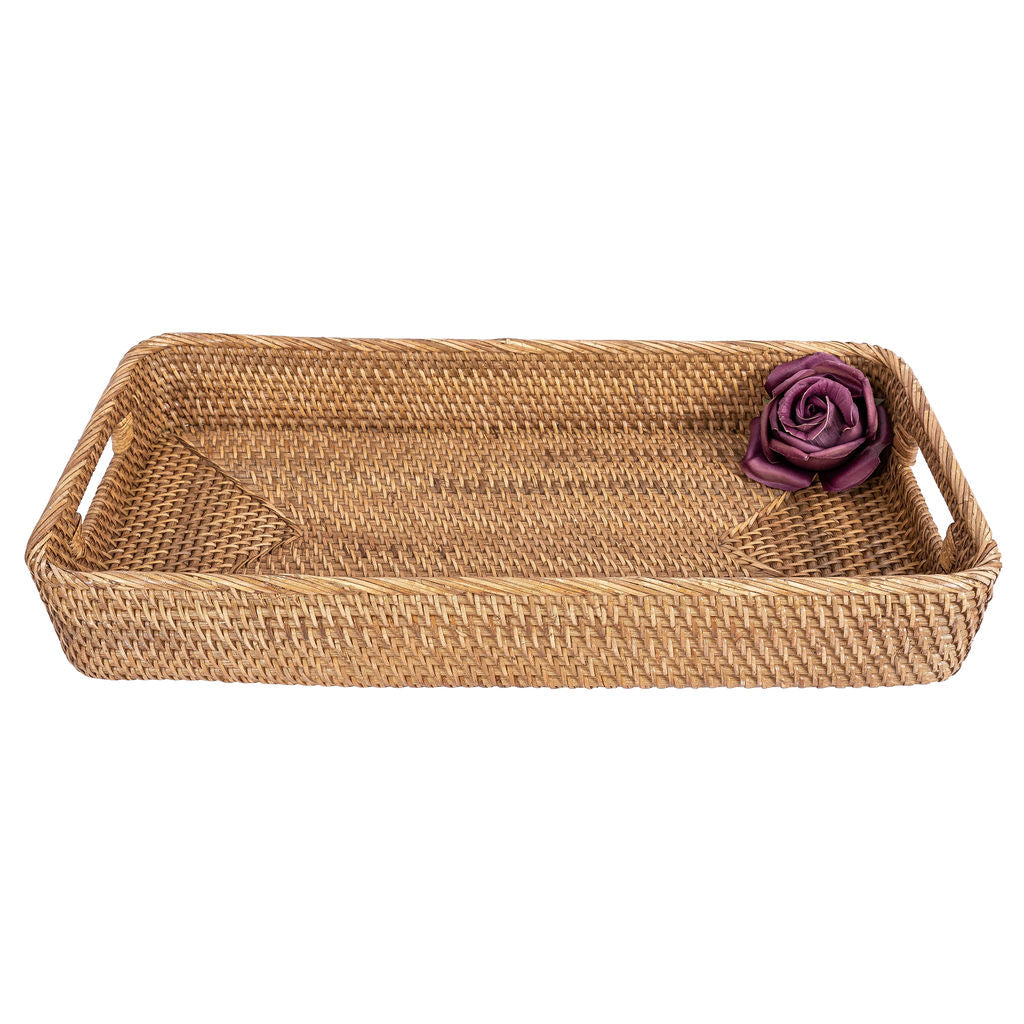 Rattan Rectangular Tray with Rounded Corners