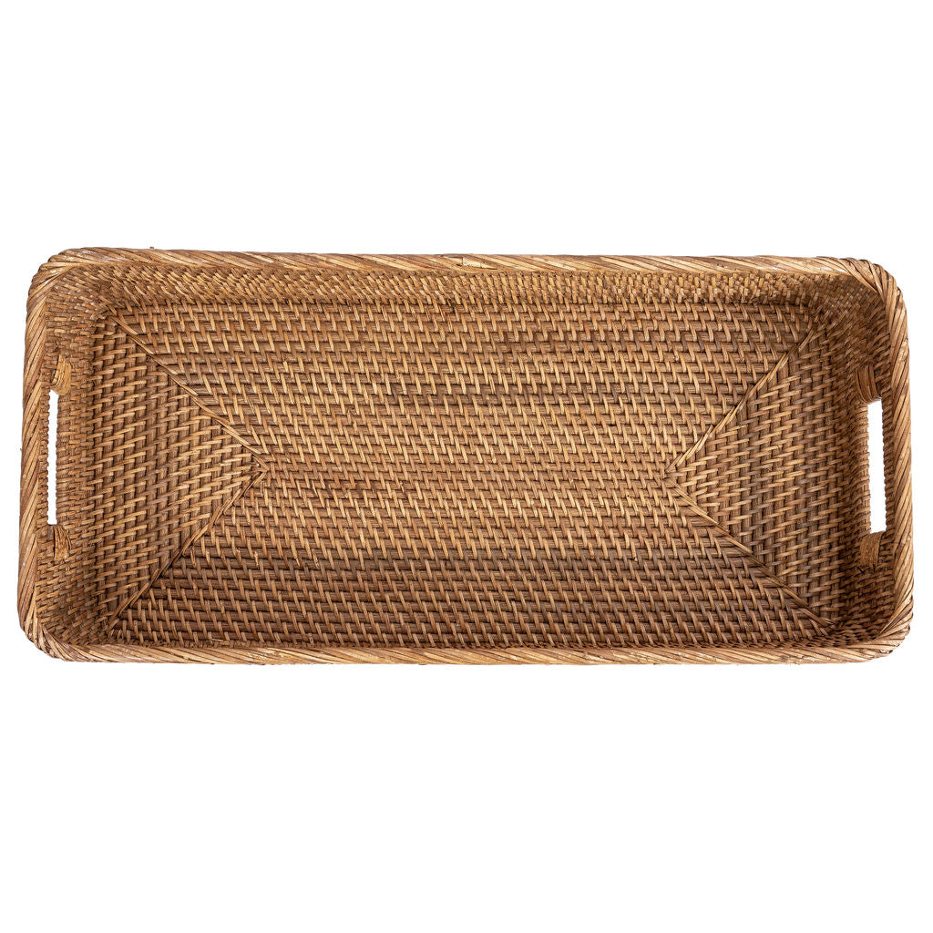 Rattan Rectangular Tray with Rounded Corners