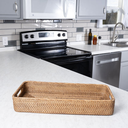 Rattan Rectangular Tray with Rounded Corners