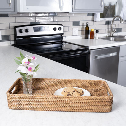 Rattan Rectangular Tray with Rounded Corners