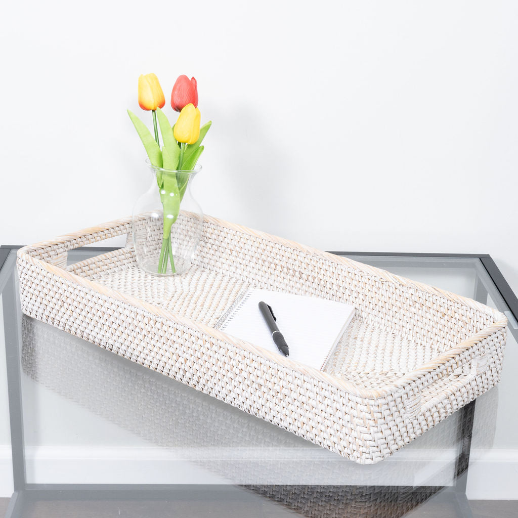 Rattan Rectangular Tray with Rounded Corners