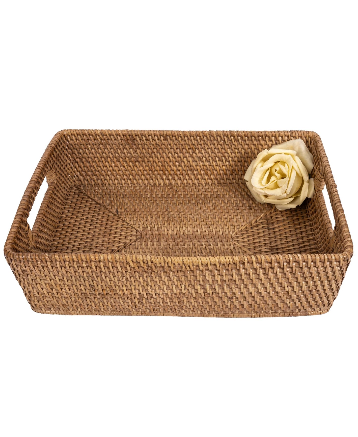 Rattan Rectangular Storage Basket with Rounded Corners