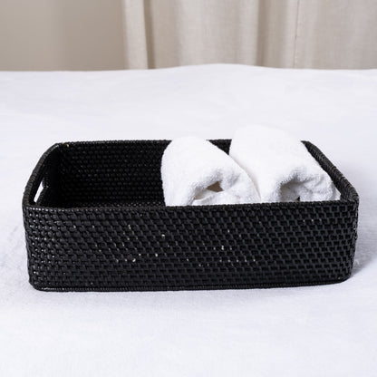 Rattan Rectangular Storage Basket with Rounded Corners