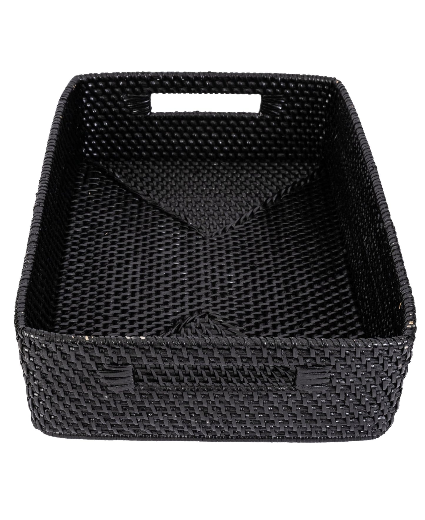 Rattan Rectangular Storage Basket with Rounded Corners