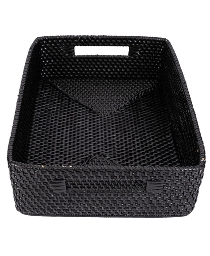 Rattan Rectangular Storage Basket with Rounded Corners