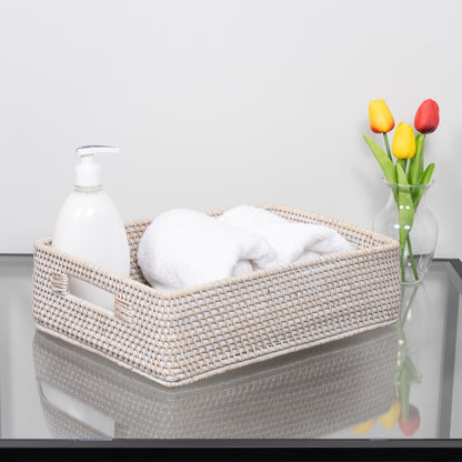 Rattan Rectangular Storage Basket with Rounded Corners