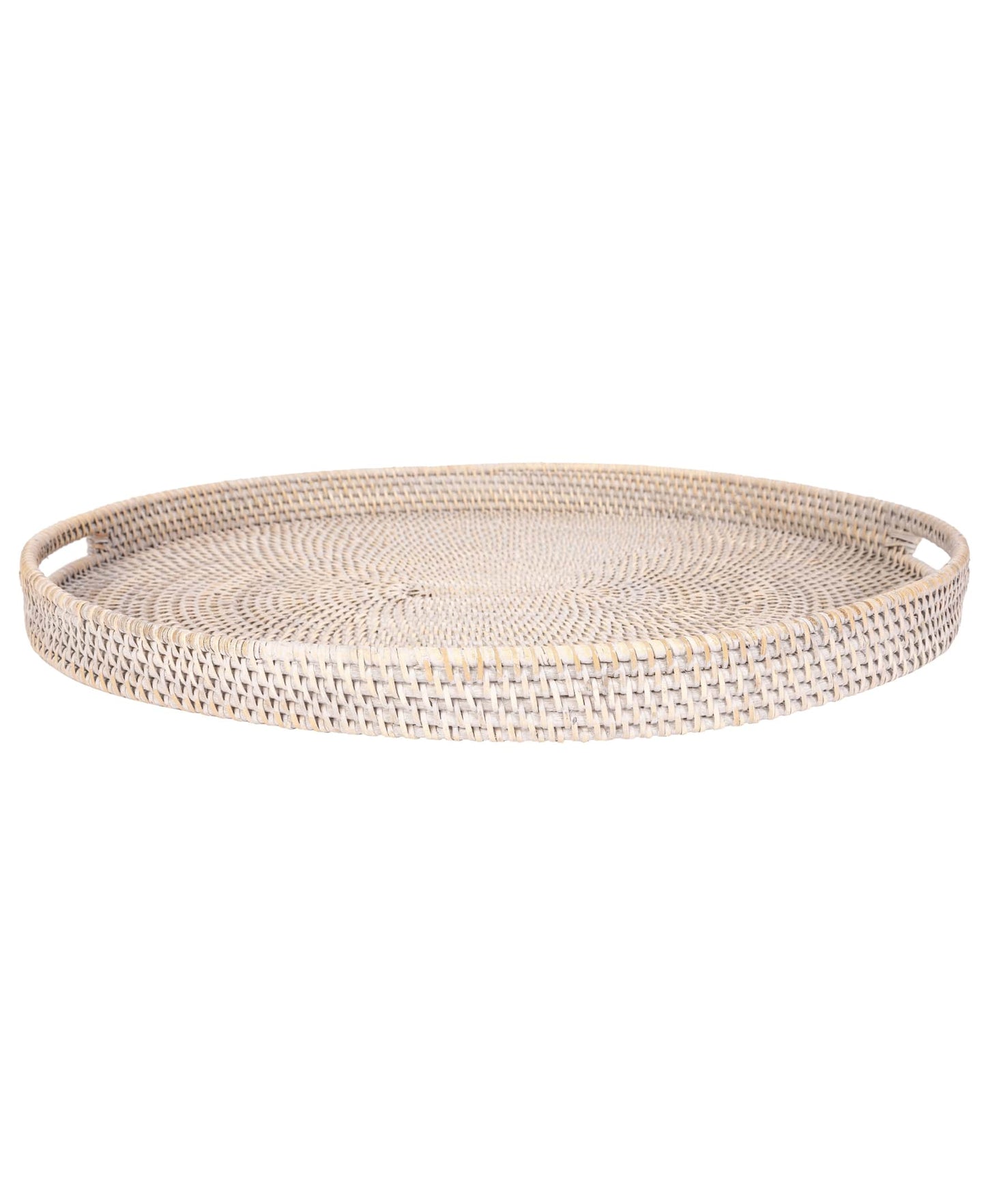 Rattan Oval Ottoman Tray with Cutout Handles