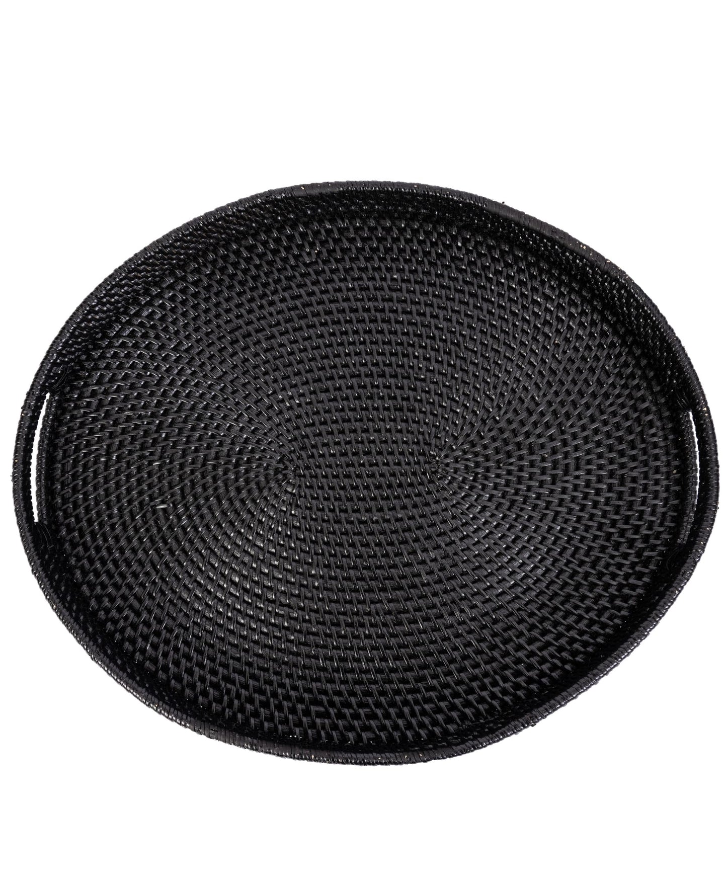 Rattan Oval Ottoman Tray with Cutout Handles