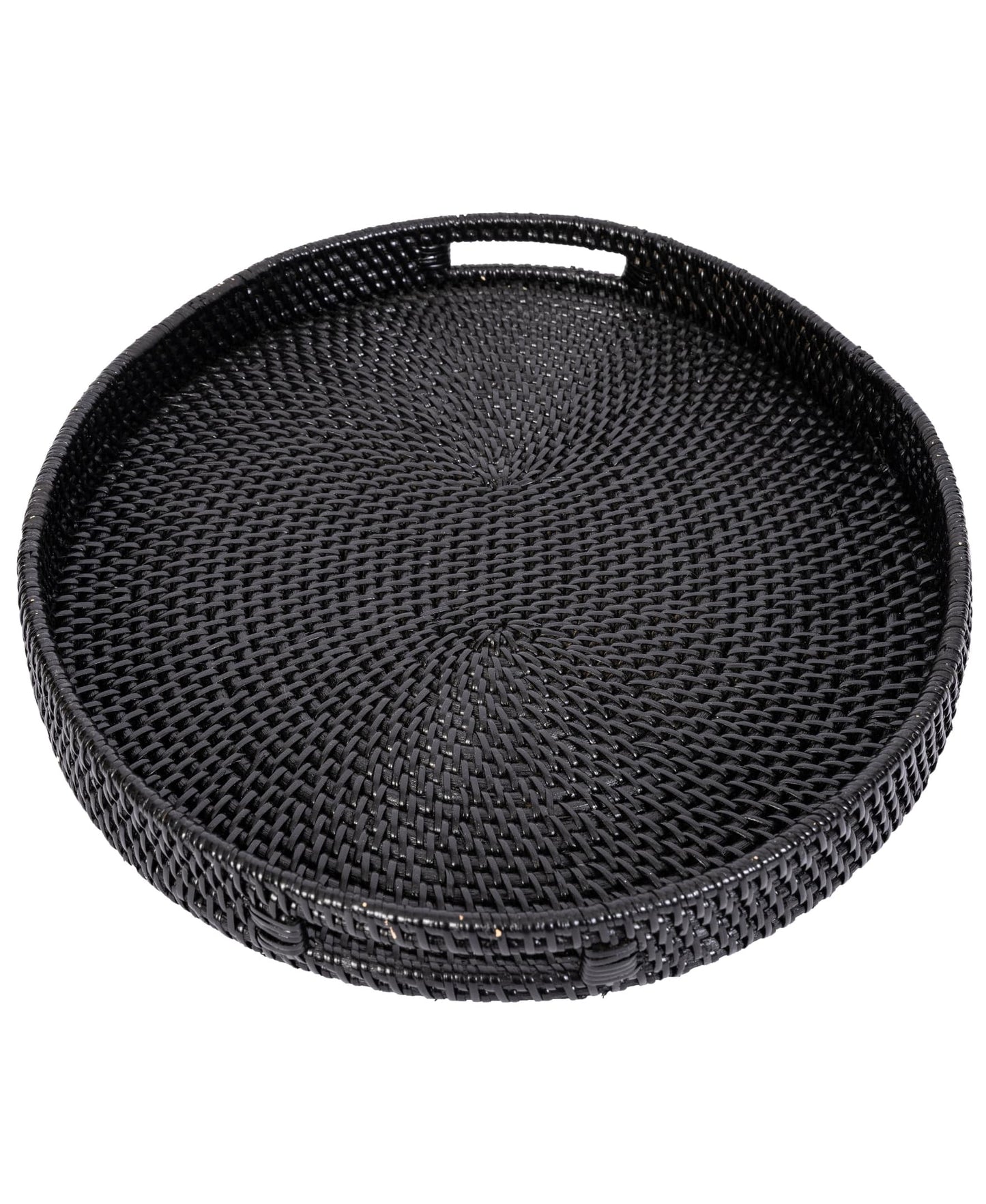 Rattan Oval Ottoman Tray with Cutout Handles
