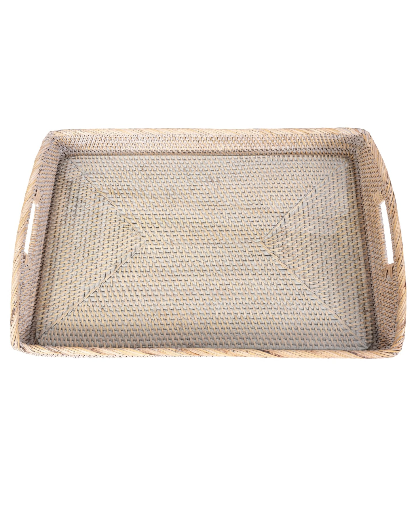 Rattan Rectangular Serving Tray with Glass Insert