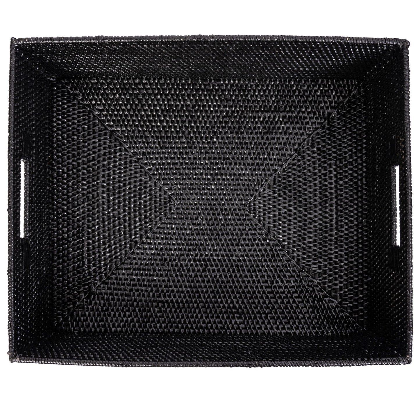 Rattan Rectangular Storage Basket with Cutout Handles