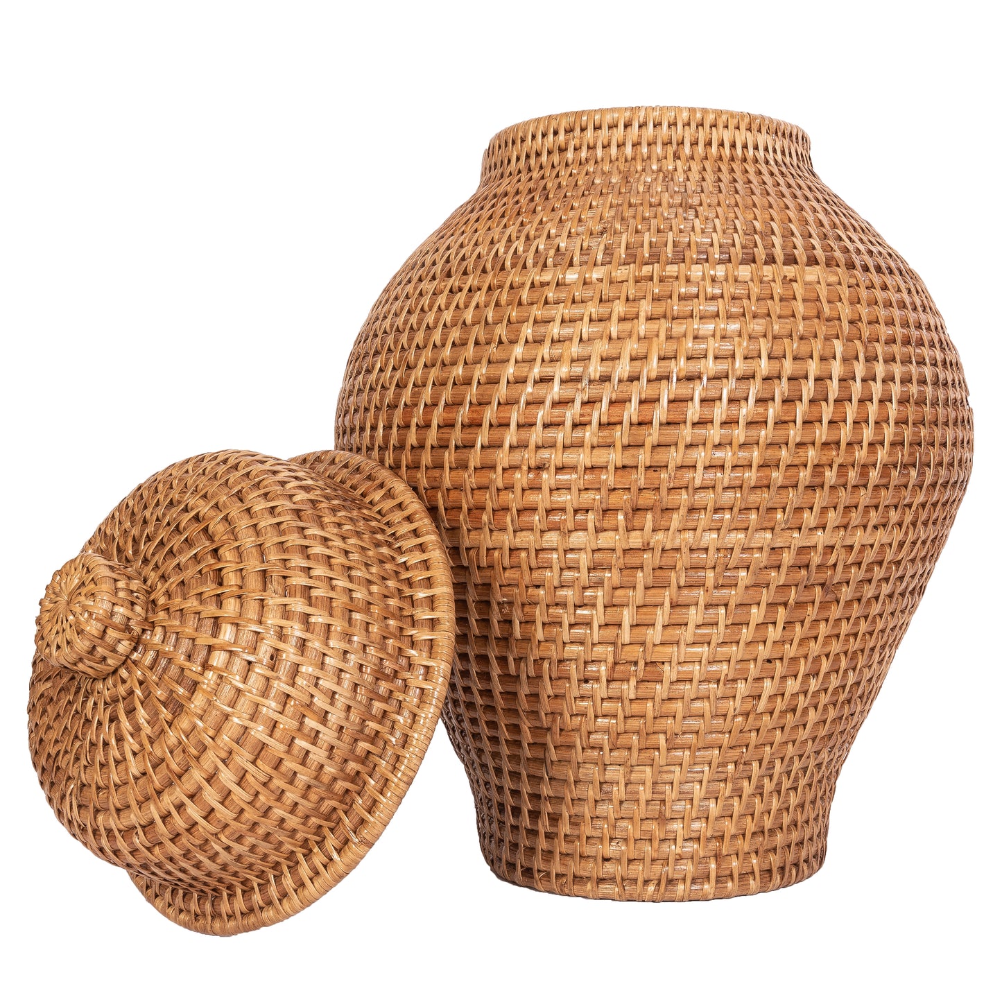 Rattan Ginger Jar with Lid