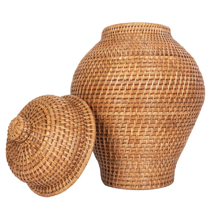 Rattan Ginger Jar with Lid