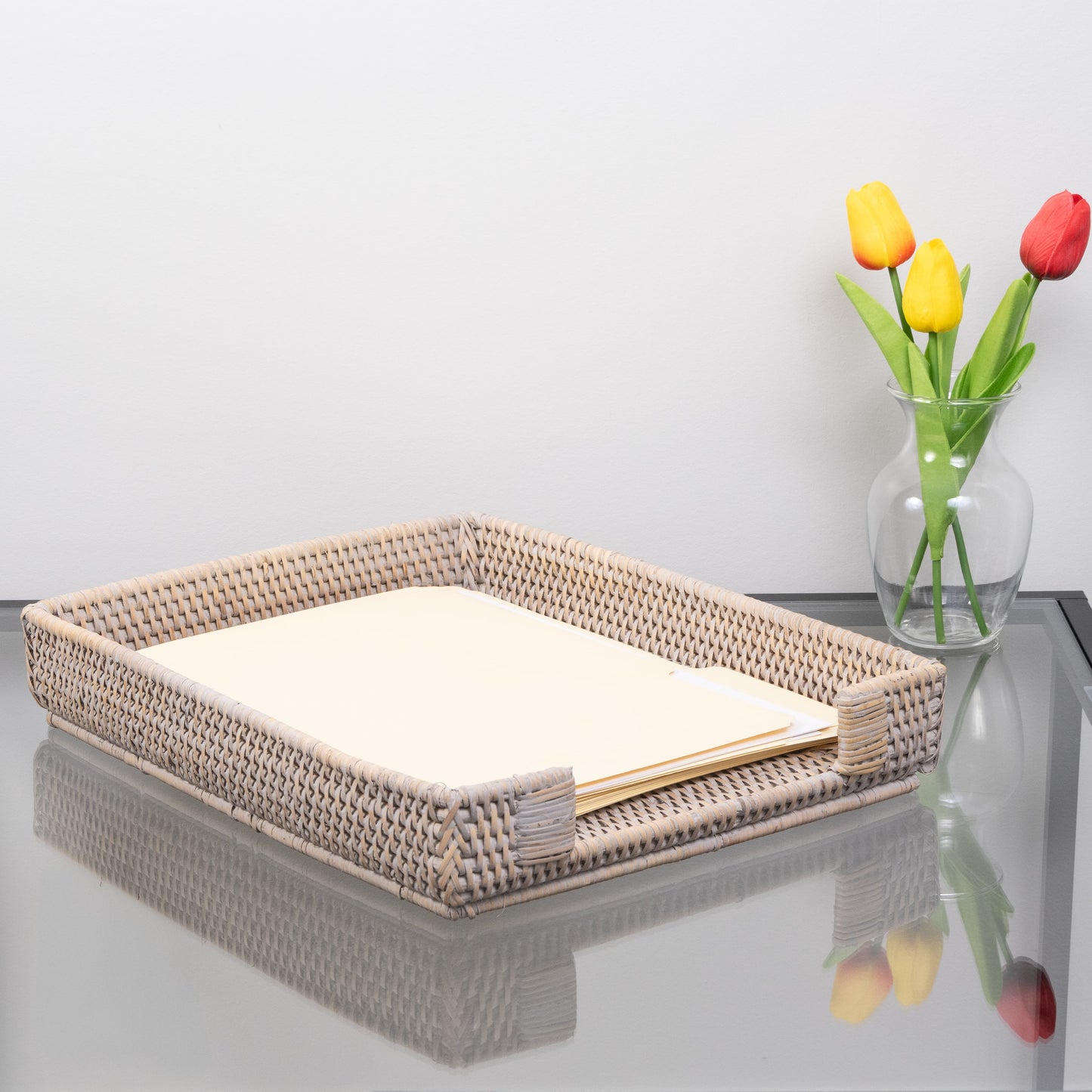 Rattan Paper Tray – Letter Size Office Organizer