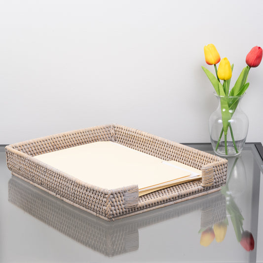 Rattan Paper Tray – Letter Size Office Organizer