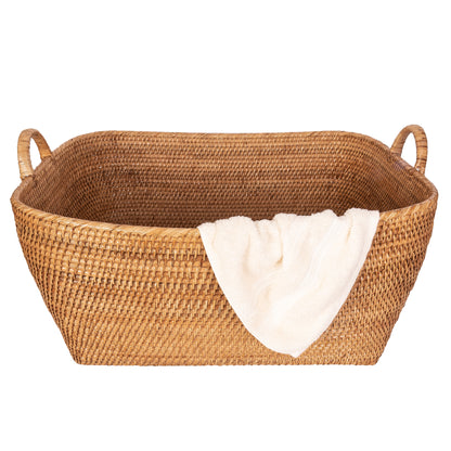 Rattan Everything Basket with Hoop Handles