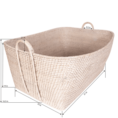 Rattan Everything Basket with Hoop Handles