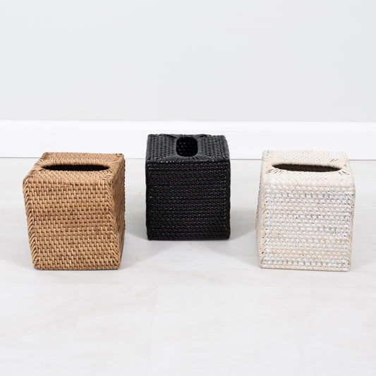 Rattan Column Tissue Box Cover
