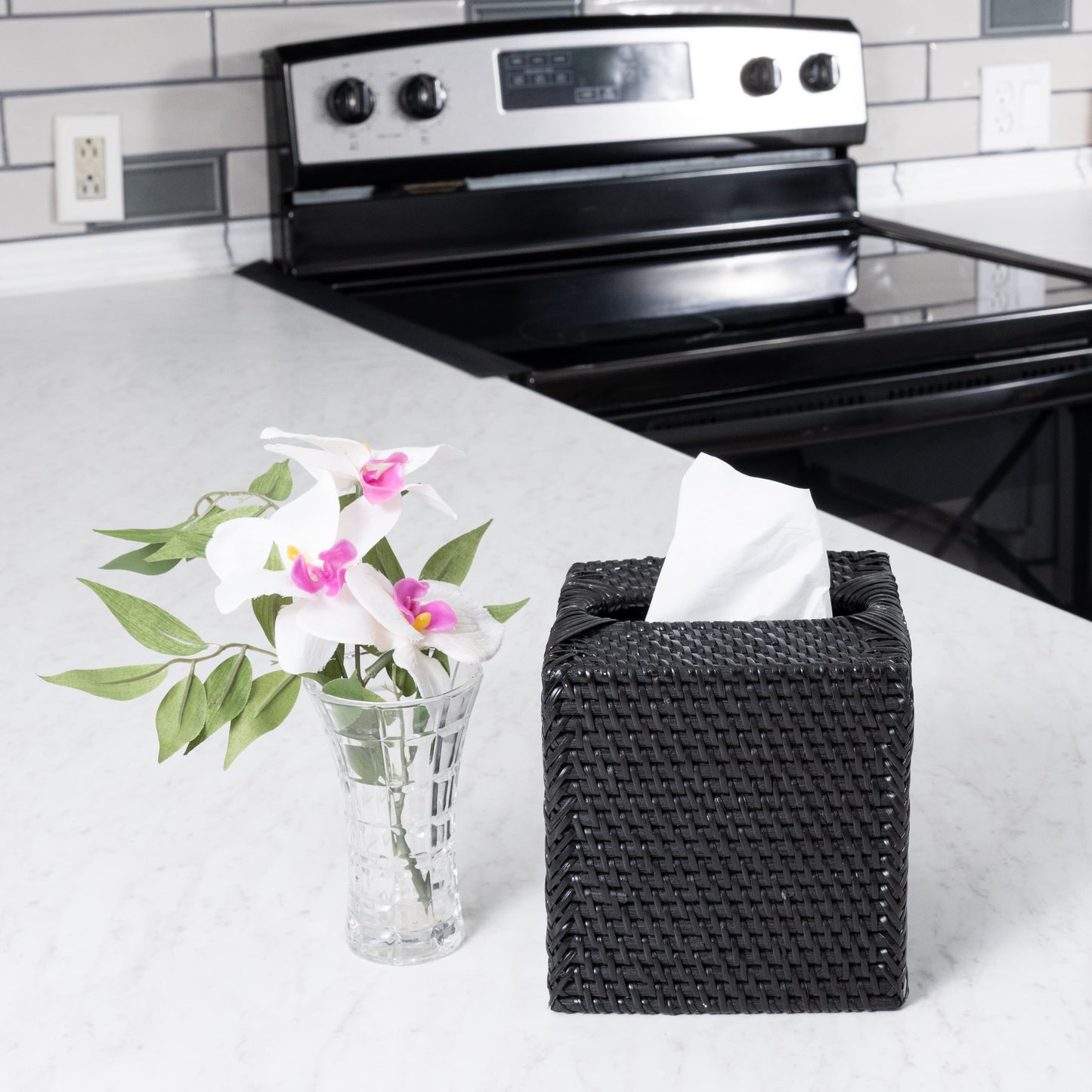 Rattan Column Tissue Box Cover