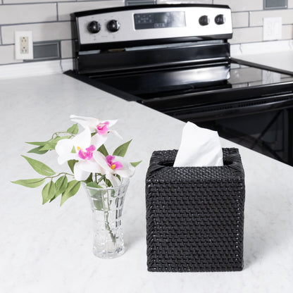 Rattan Column Tissue Box Cover