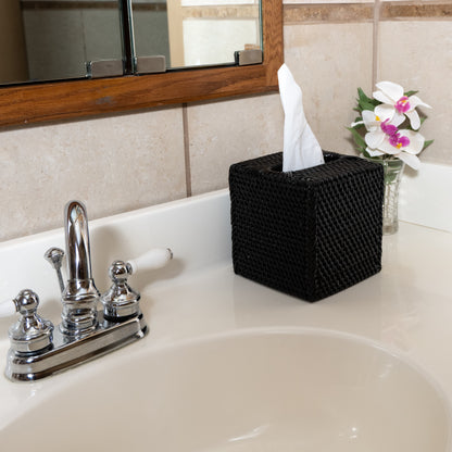 Rattan Column Tissue Box Cover