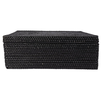 Rattan Flat Legal File Storage Box with Woven Lid
