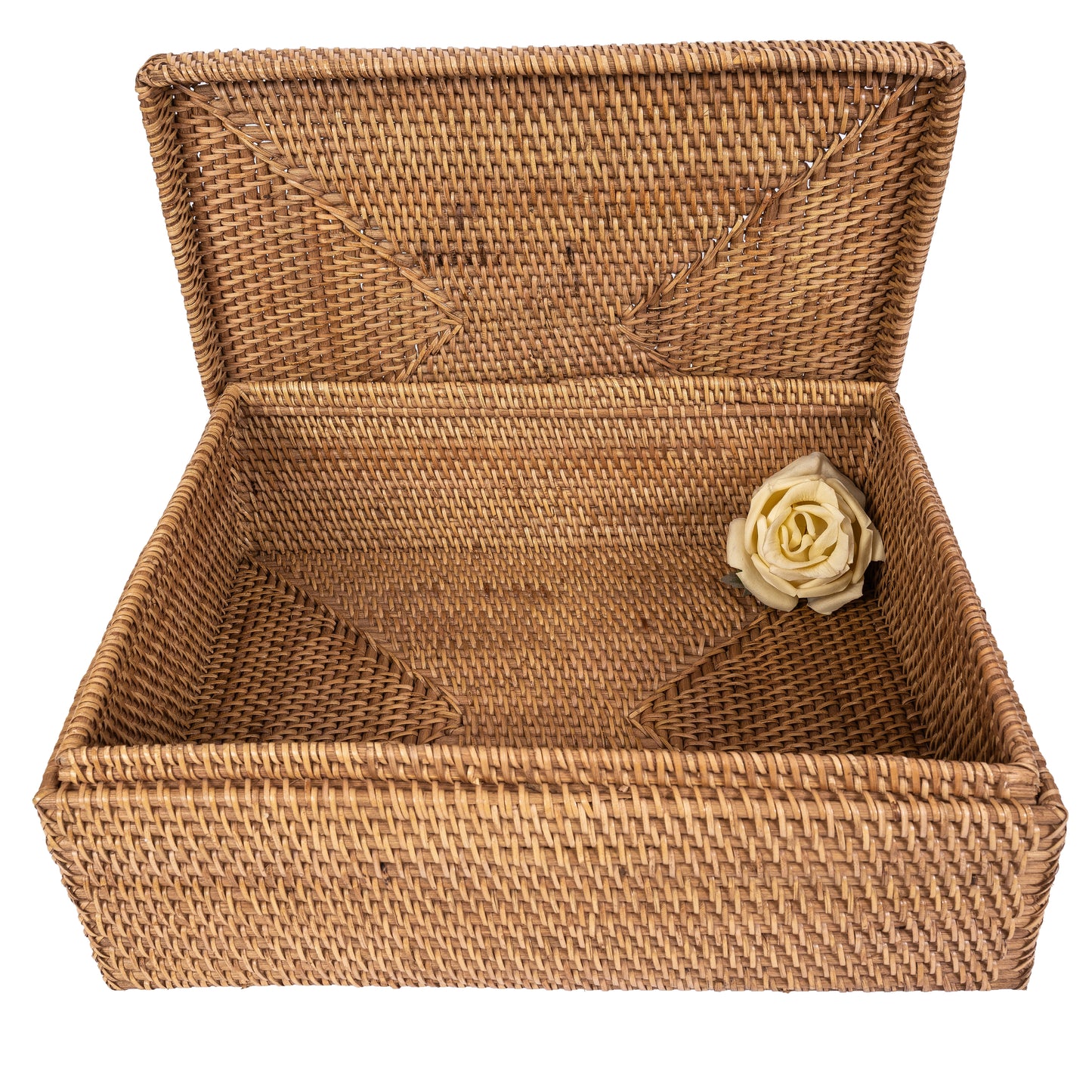 Rattan Flat Legal File Storage Box with Woven Lid